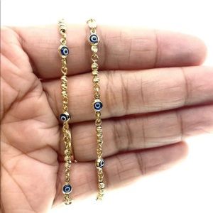 10k Solid Gold Evil Eye Anklet